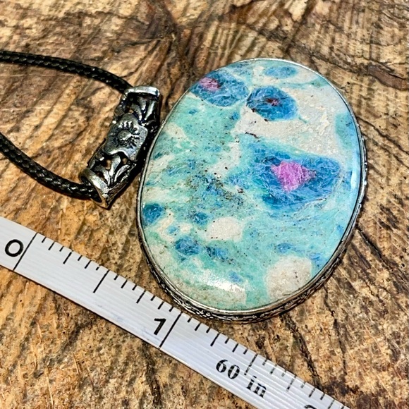 Corundum Ruby Fuchsite Pendant 1 1/2”x 1 7/8” - Picture 11 of 14